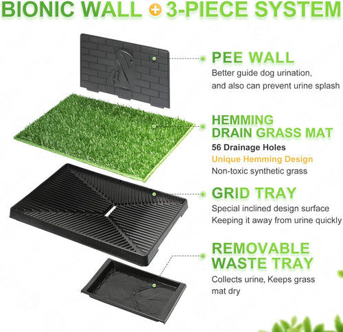 Dog Grass Pee Pads,Bionic Wall,Artificial Grass Bathroom Mat Pet Grass Mat Replacement for Indoor and Outdoor Use