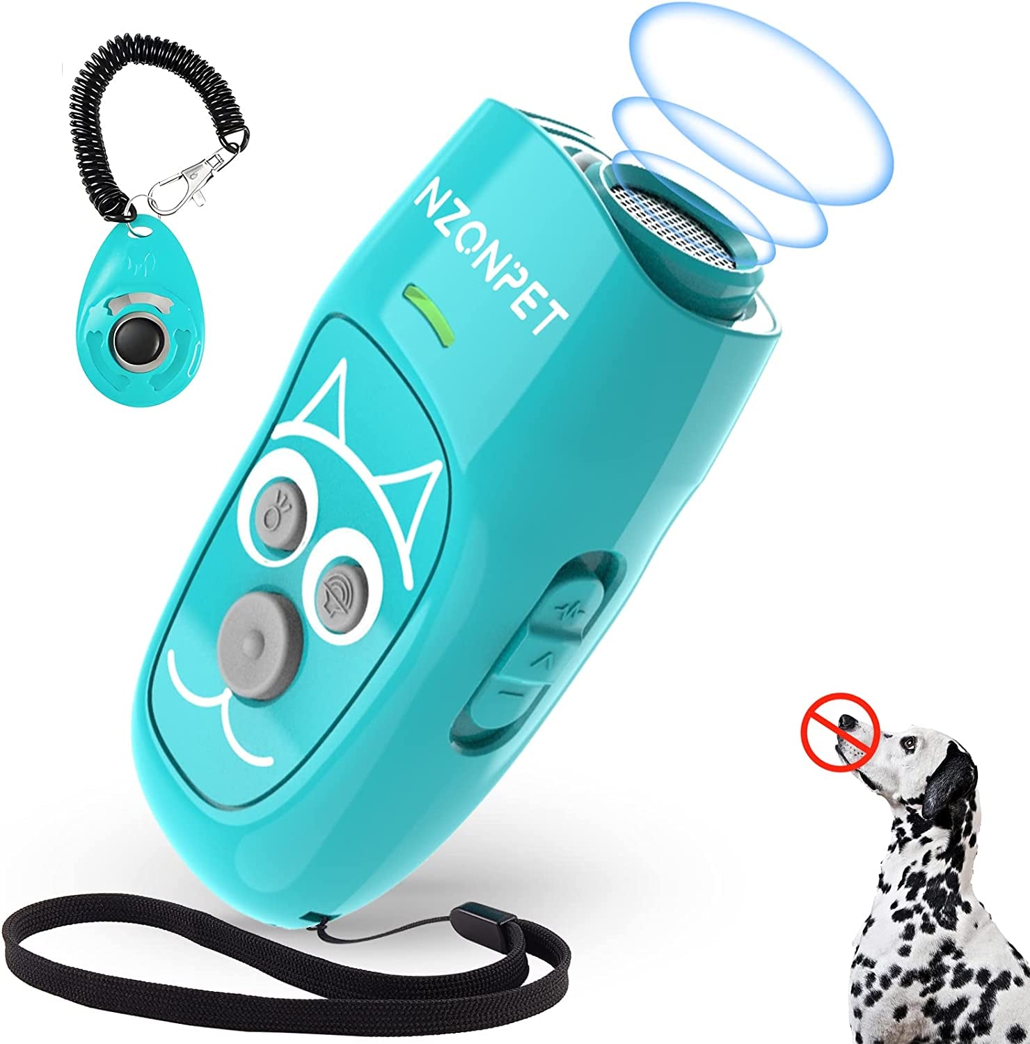 anti Barking Device, Ultrasonic 3 in 1 Dog Barking Deterrent Devices, 3 Frequency Dog Training and Bark Control 16.4Ft Range Rechargeable with LED Light and Wrist Strap - MARRS Green